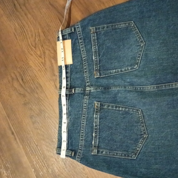 Everlane Blue Mid Wash Lightly Distressed Cowgirl Cut Jean Skirt A31 - Picture 5 of 6